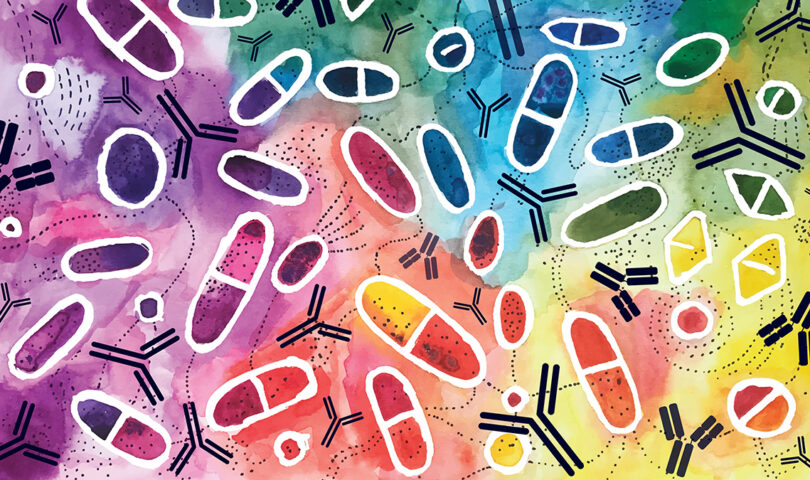 pills against a colourful background