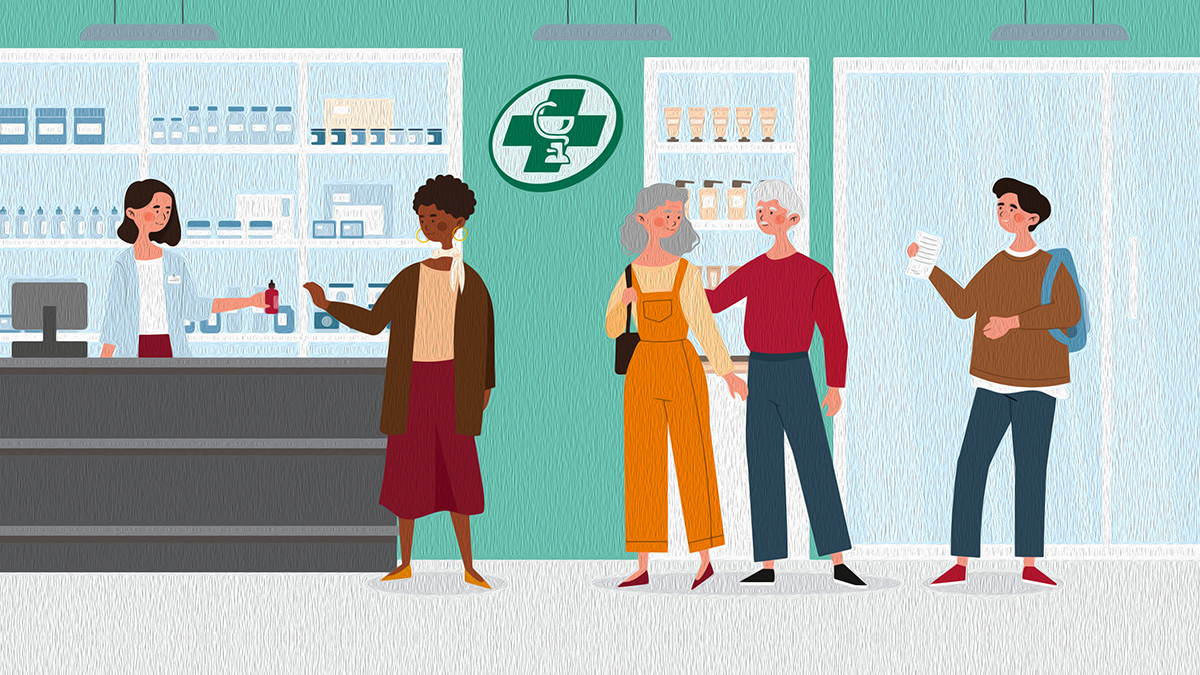 People at a pharmacy