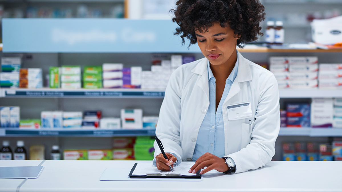 pharmacist writing