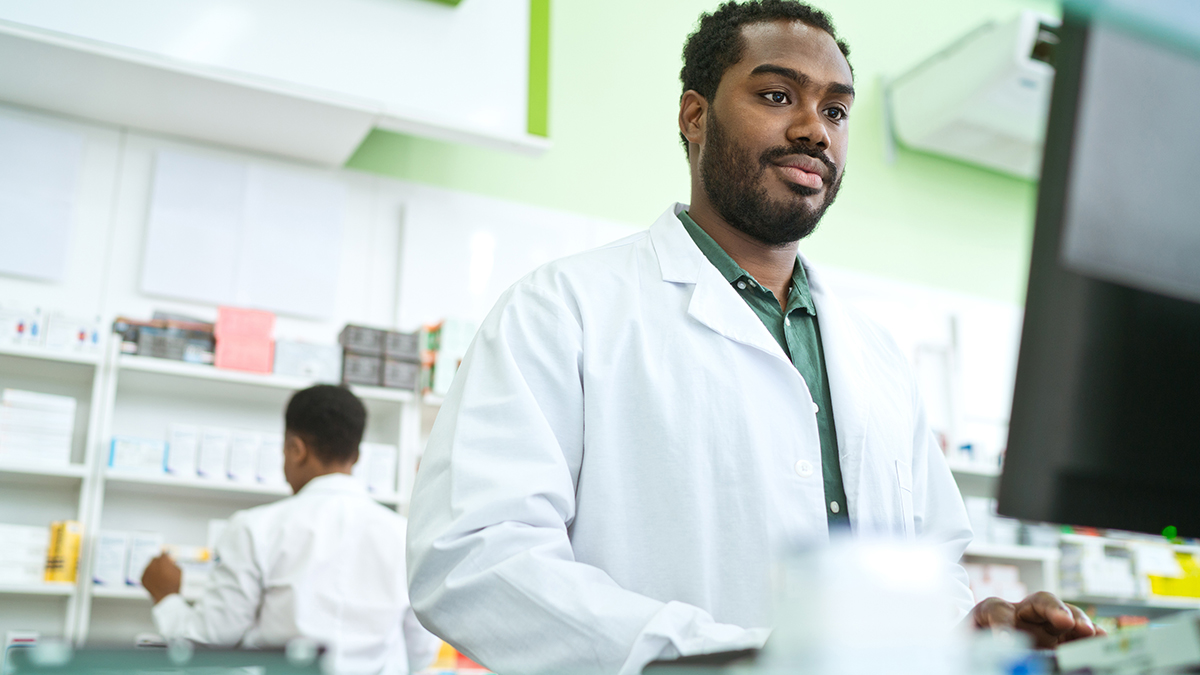 Male pharmacist in pharmacy