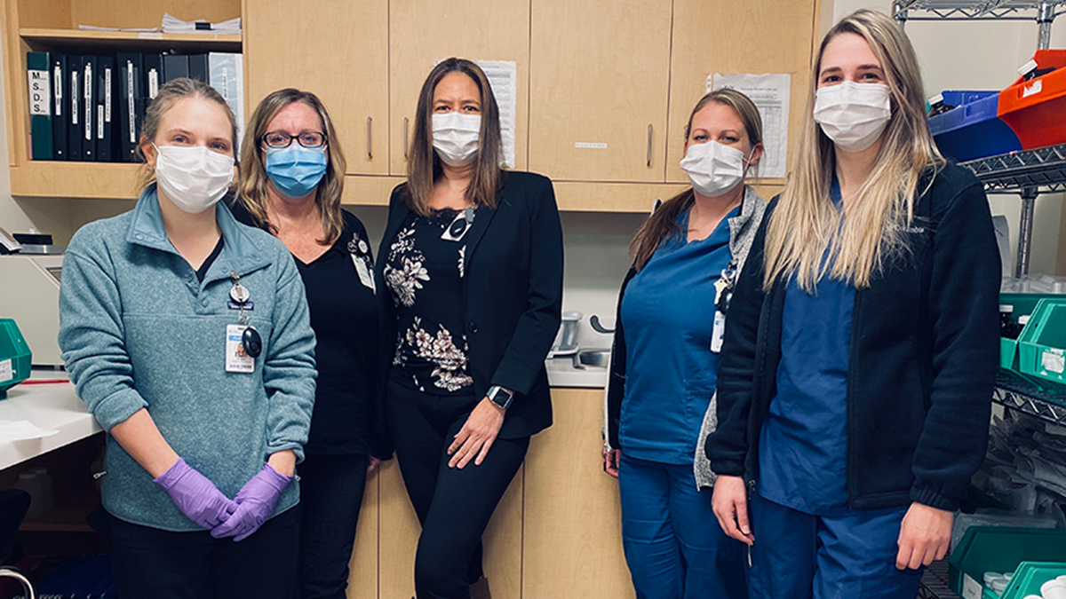 Julianne Labelle (centre) is joined by her pharmacy team at the Royal Victoria Regional Health Centre in Barrie