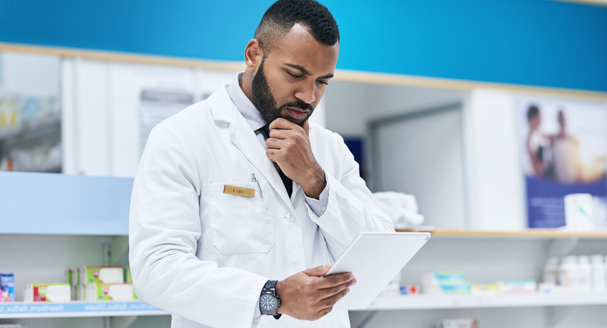 pharmacist thinking