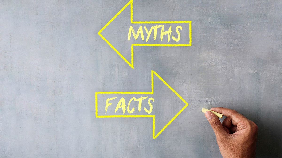 myths versus facts written on a chalkboard