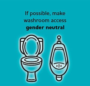 If possible, make washroom access gender neutral