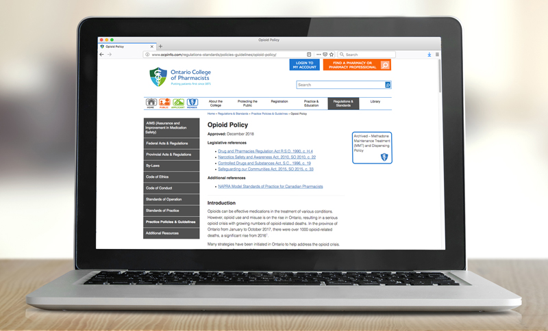 computer with Opioid Policy on screen