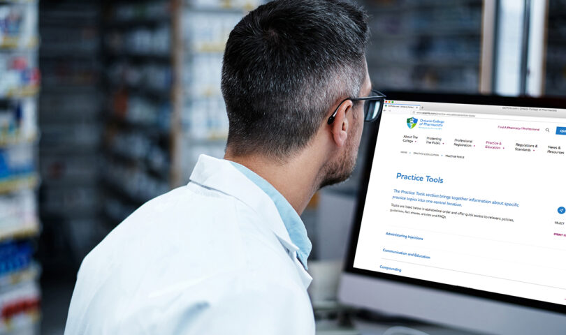 pharmacist working on computer