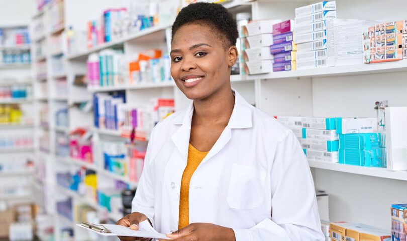 Pharmacist holding a prescription