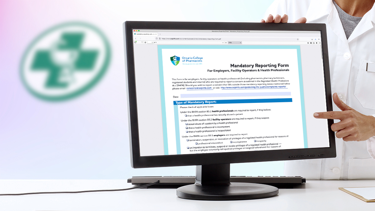 image of computer with mandatory reporting form on screen