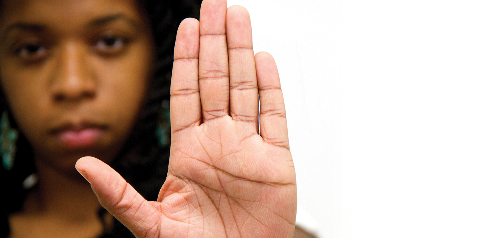woman with hand stretched out