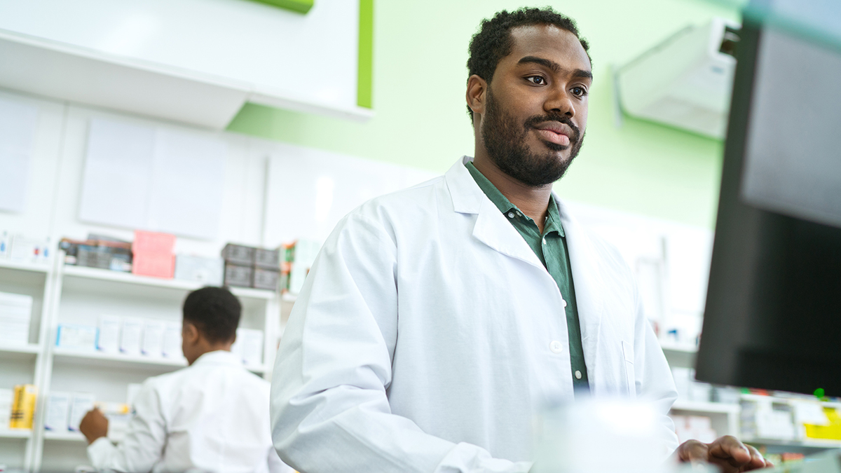 Male pharmacist in pharmacy